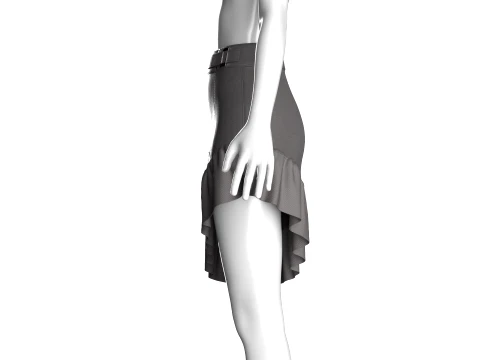 Girls Ruffled-Hem Leather Mini Skirt 3D Model
