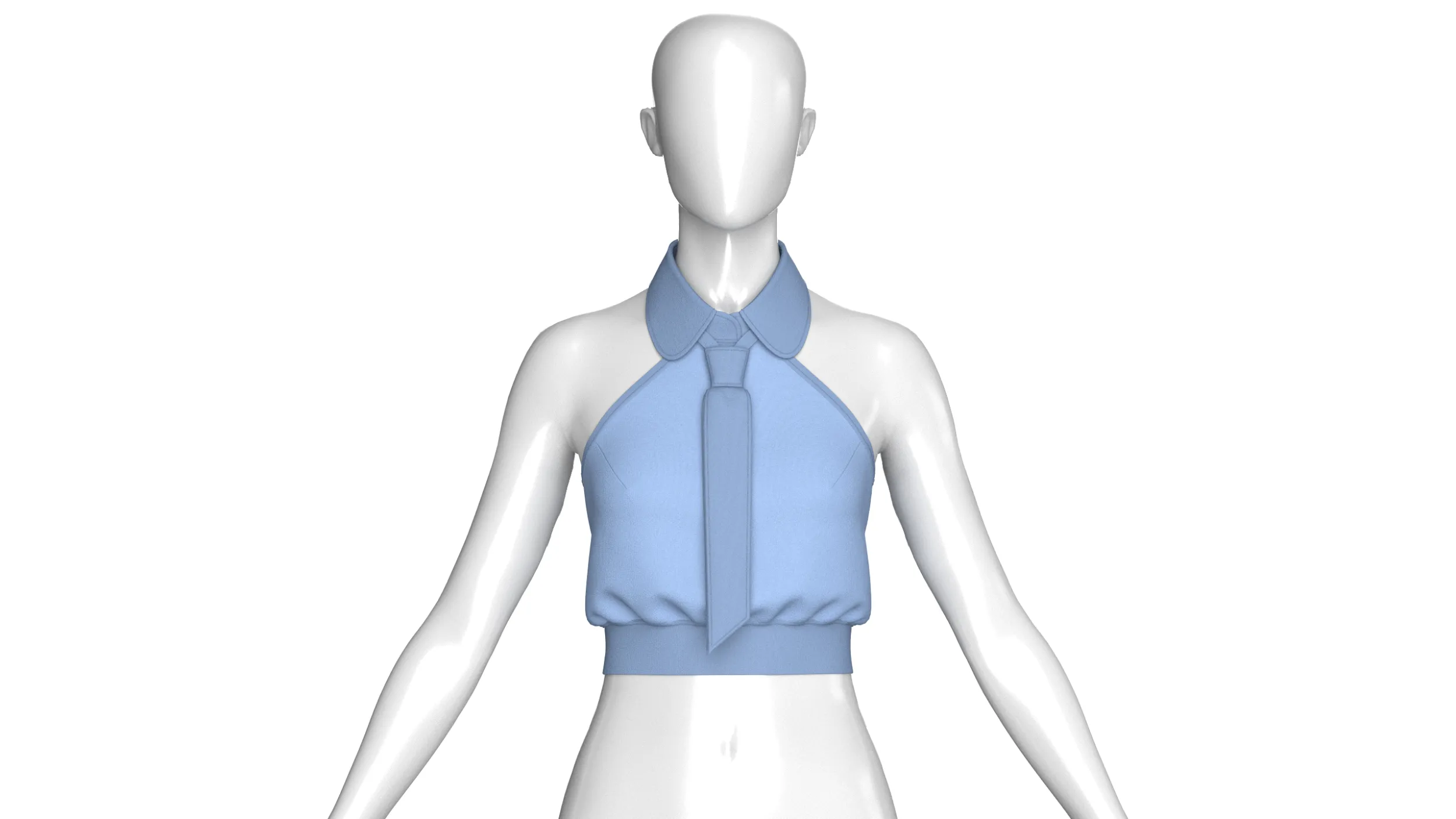 Girls Peter Pan Collar Halter Top With Necktie 3D Model .c4d .max .obj .3ds .fbx .stl .blend 