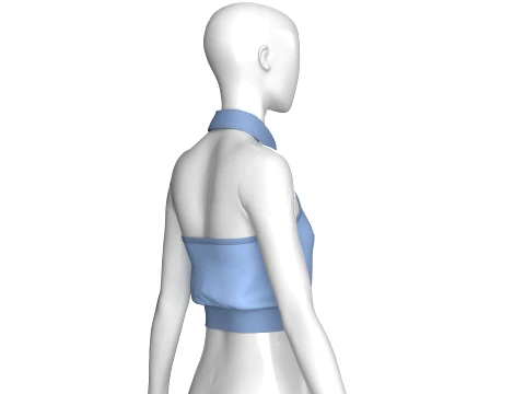 Girls Peter Pan Collar Halter Top With Necktie 3D Model