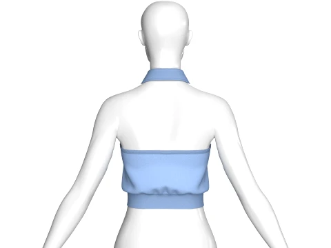Girls Peter Pan Collar Halter Top With Necktie 3D Model