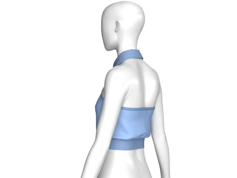 Girls Peter Pan Collar Halter Top With Necktie 3D Model