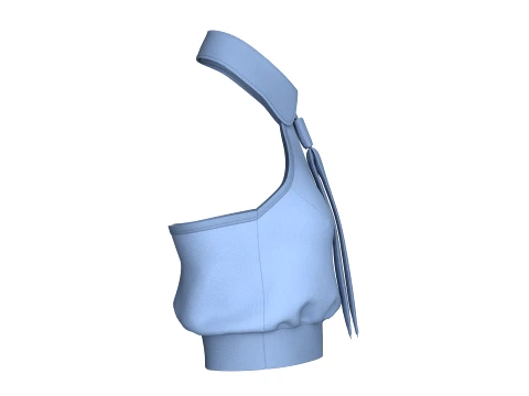 Girls Peter Pan Collar Halter Top With Necktie 3D Model