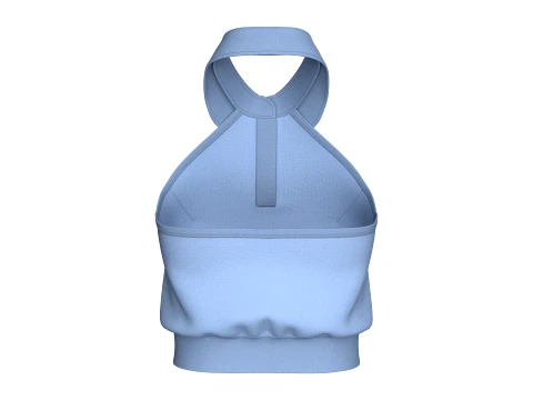 Girls Peter Pan Collar Halter Top With Necktie 3D Model