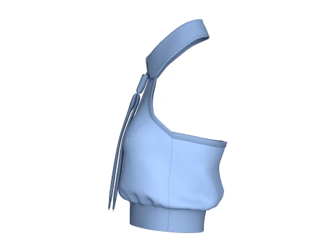 Girls Peter Pan Collar Halter Top With Necktie 3D Model