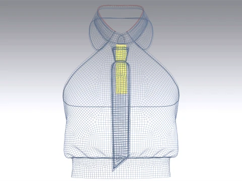 Girls Peter Pan Collar Halter Top With Necktie 3D Model