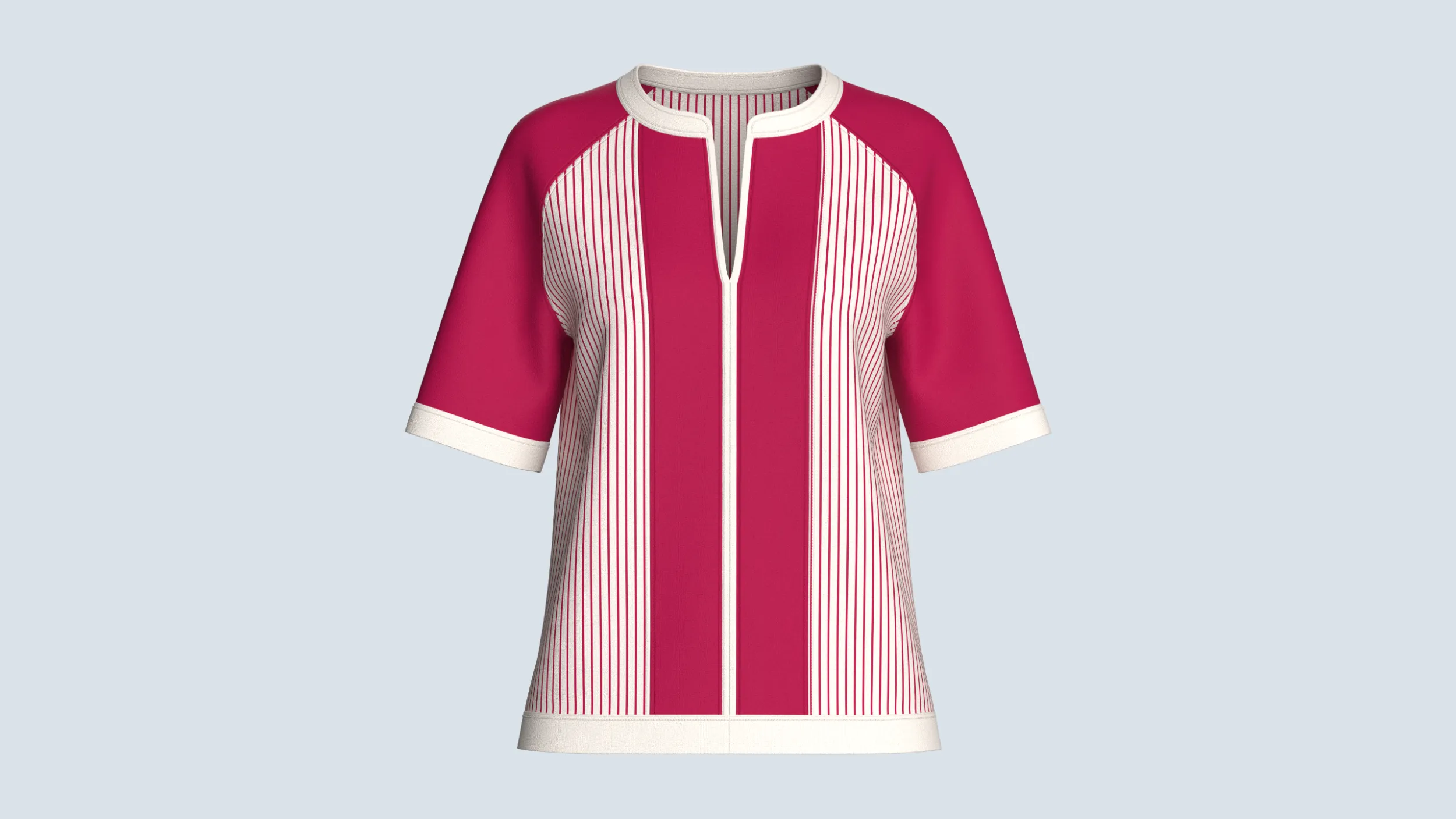 Girls Raglan Split Neck T-shirt With Striped 3D Model .c4d .max .obj .3ds .fbx .stl .blend 