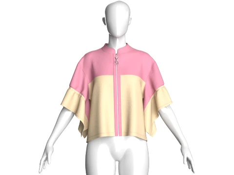 Girls Ruffled Sleeve Jacket 3D Model