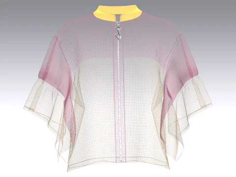 Girls Ruffled Sleeve Jacket 3D Model