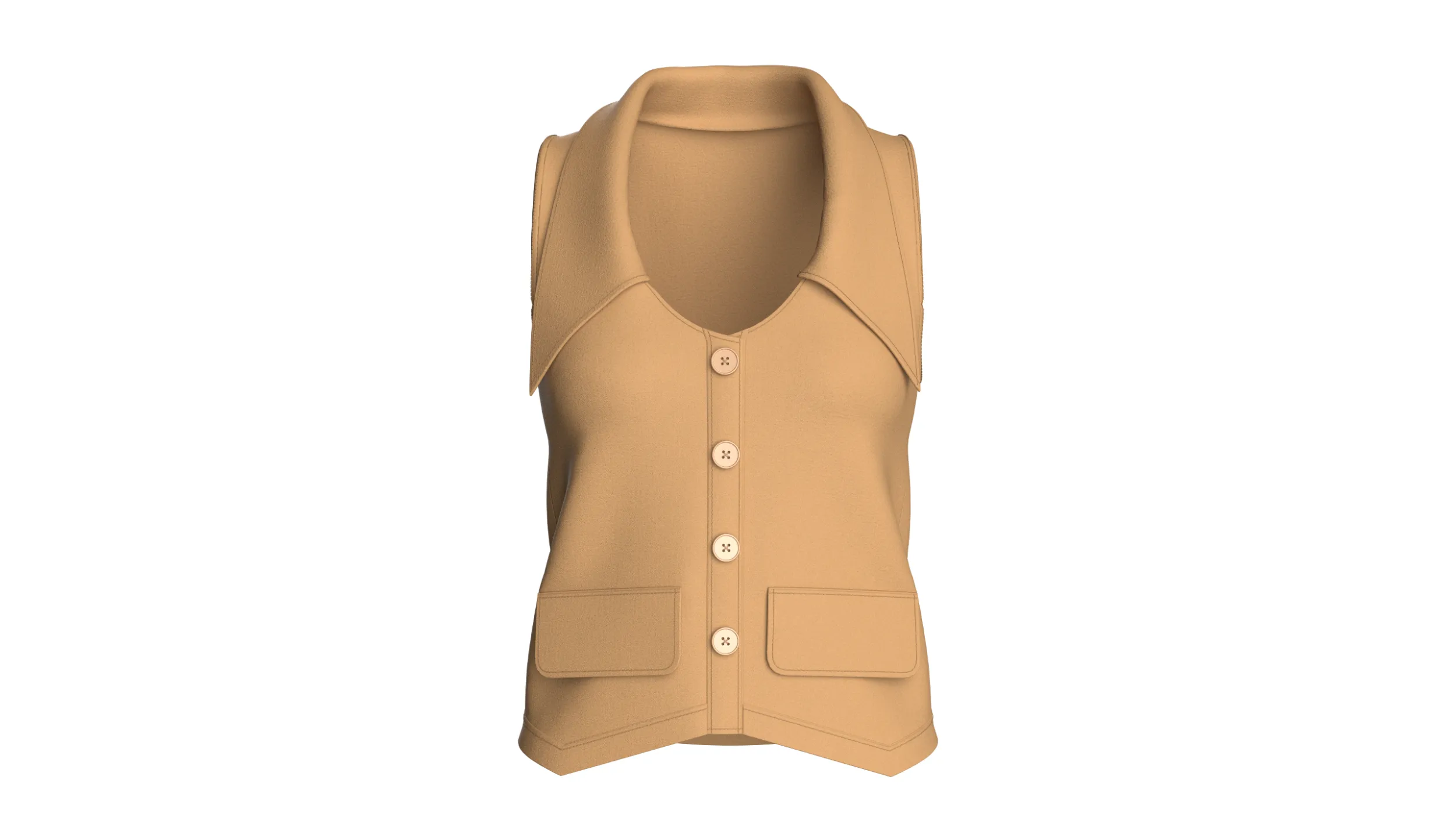 Girls Tan Notch-Lapel Vest 3D Model .c4d .max .obj .3ds .fbx .stl .blend 