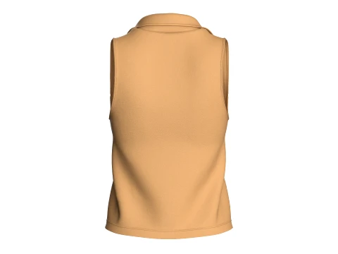 Girls Tan Notch-Lapel Vest 3D Model