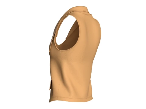 Girls Tan Notch-Lapel Vest 3D Model