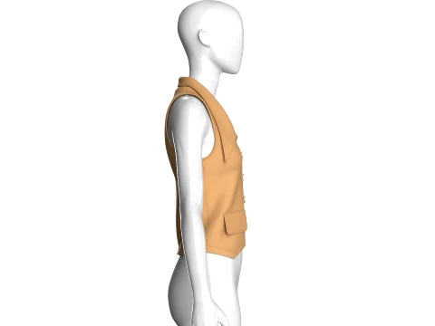 Girls Tan Notch-Lapel Vest 3D Model