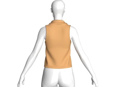 Girls Tan Notch-Lapel Vest 3D Model