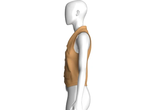 Girls Tan Notch-Lapel Vest 3D Model