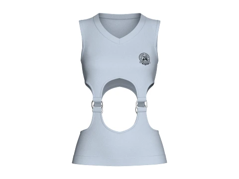 Girls Cutout V-Neck Top With Metal Rings 3D 模型