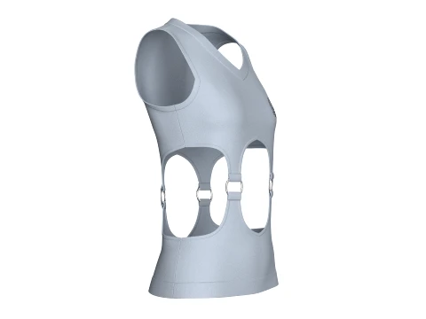 Girls Cutout V-Neck Top With Metal Rings 3D Model