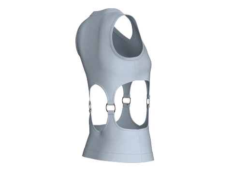 Girls Cutout V-Neck Top With Metal Rings 3D Model