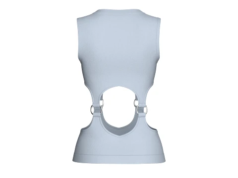 Girls Cutout V-Neck Top With Metal Rings 3D Model