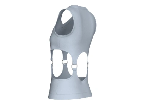 Girls Cutout V-Neck Top With Metal Rings 3D Model