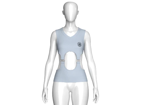 Girls Cutout V-Neck Top With Metal Rings 3D Model