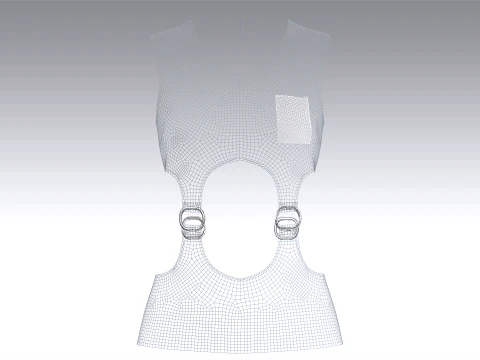 Girls Cutout V-Neck Top With Metal Rings 3D Model