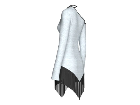 Girls One Shoulder Tie-Neck Fringe Dress 3D Model