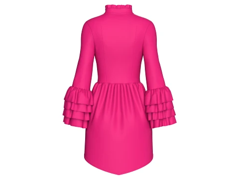 Girls Ruffled Stand Collar High-Low Top 3D Model