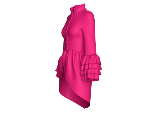 Girls Ruffled Stand Collar High-Low Top 3D Model
