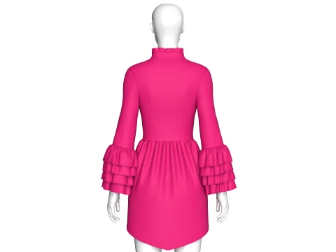 Girls Ruffled Stand Collar High-Low Top 3D Model
