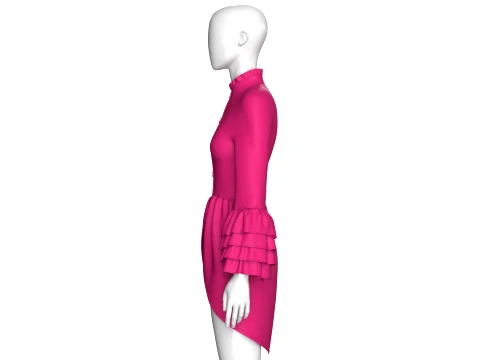Girls Ruffled Stand Collar High-Low Top 3D Model