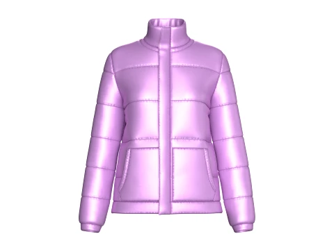 Girls Stand Collar Puffer Jacket 3D 模型