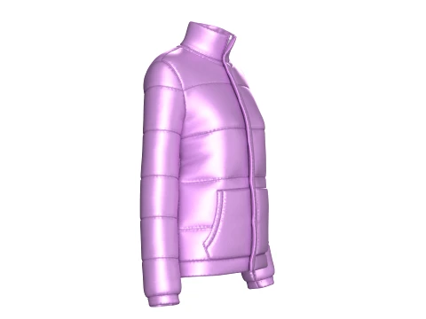 Girls Stand Collar Puffer Jacket 3D Model