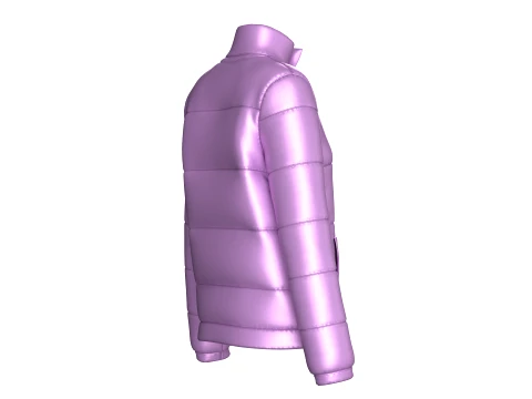 Girls Stand Collar Puffer Jacket 3D Model