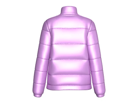 Girls Stand Collar Puffer Jacket 3D Model