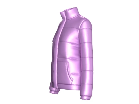 Girls Stand Collar Puffer Jacket 3D Model