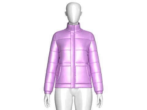 Girls Stand Collar Puffer Jacket 3D Model