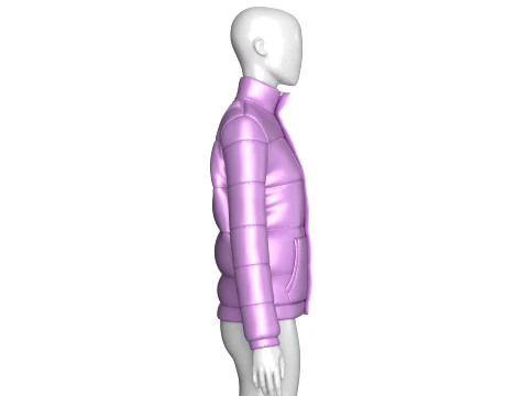 Girls Stand Collar Puffer Jacket 3D Model