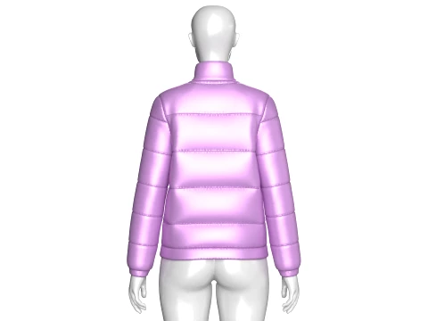 Girls Stand Collar Puffer Jacket 3D Model