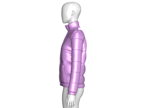 Girls Stand Collar Puffer Jacket 3D Model
