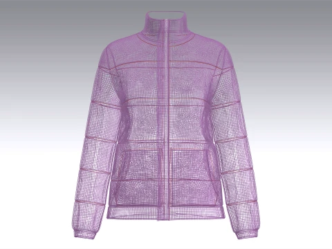 Girls Stand Collar Puffer Jacket 3D Model
