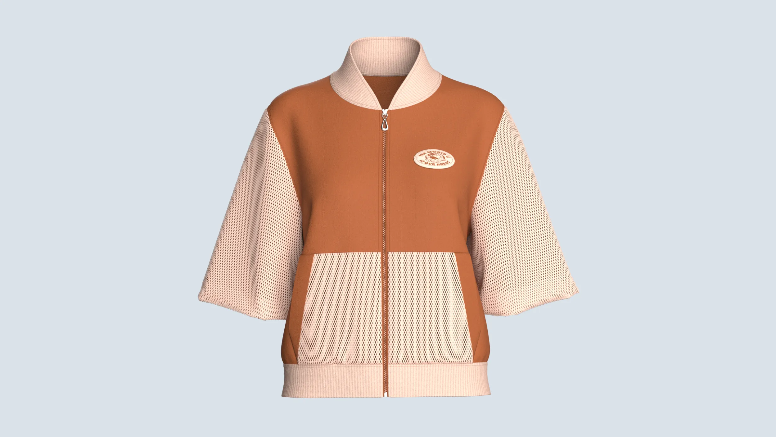 Girls Zip-Up Bomber Jacket With Mesh Sleeve 3D Model .c4d .max .obj .3ds .fbx .stl .blend