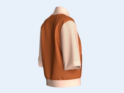 Girls Zip-Up Bomber Jacket With Mesh Sleeve 3D Model