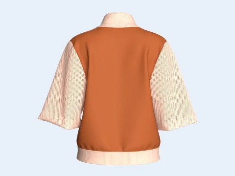 Girls Zip-Up Bomber Jacket With Mesh Sleeve 3D Model