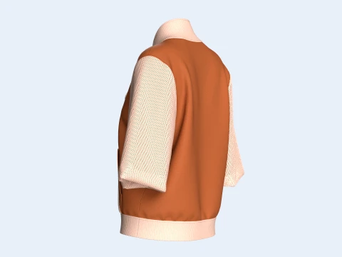 Girls Zip-Up Bomber Jacket With Mesh Sleeve 3D Model