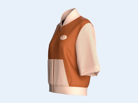 Girls Zip-Up Bomber Jacket With Mesh Sleeve 3D Model
