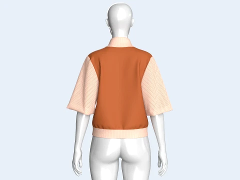 Girls Zip-Up Bomber Jacket With Mesh Sleeve 3D Model