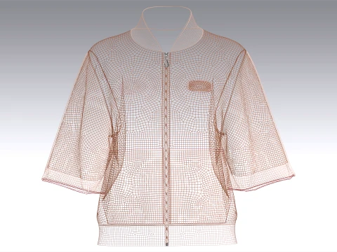 Girls Zip-Up Bomber Jacket With Mesh Sleeve 3D Model