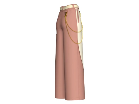 Girls Color Block Cargo Pant With Chain Detail 3D Model