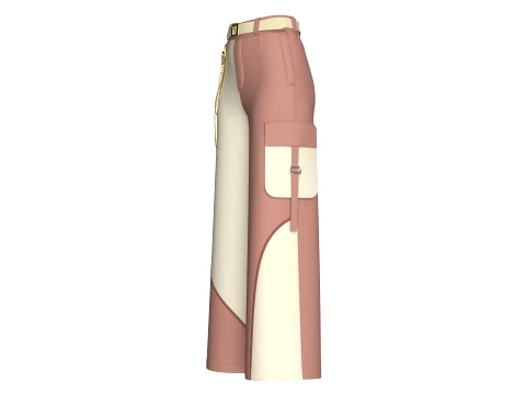 Girls Color Block Cargo Pant With Chain Detail 3D Model