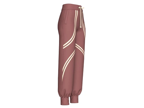 Girls Curved Double-Stripe Joggers 3D Model
